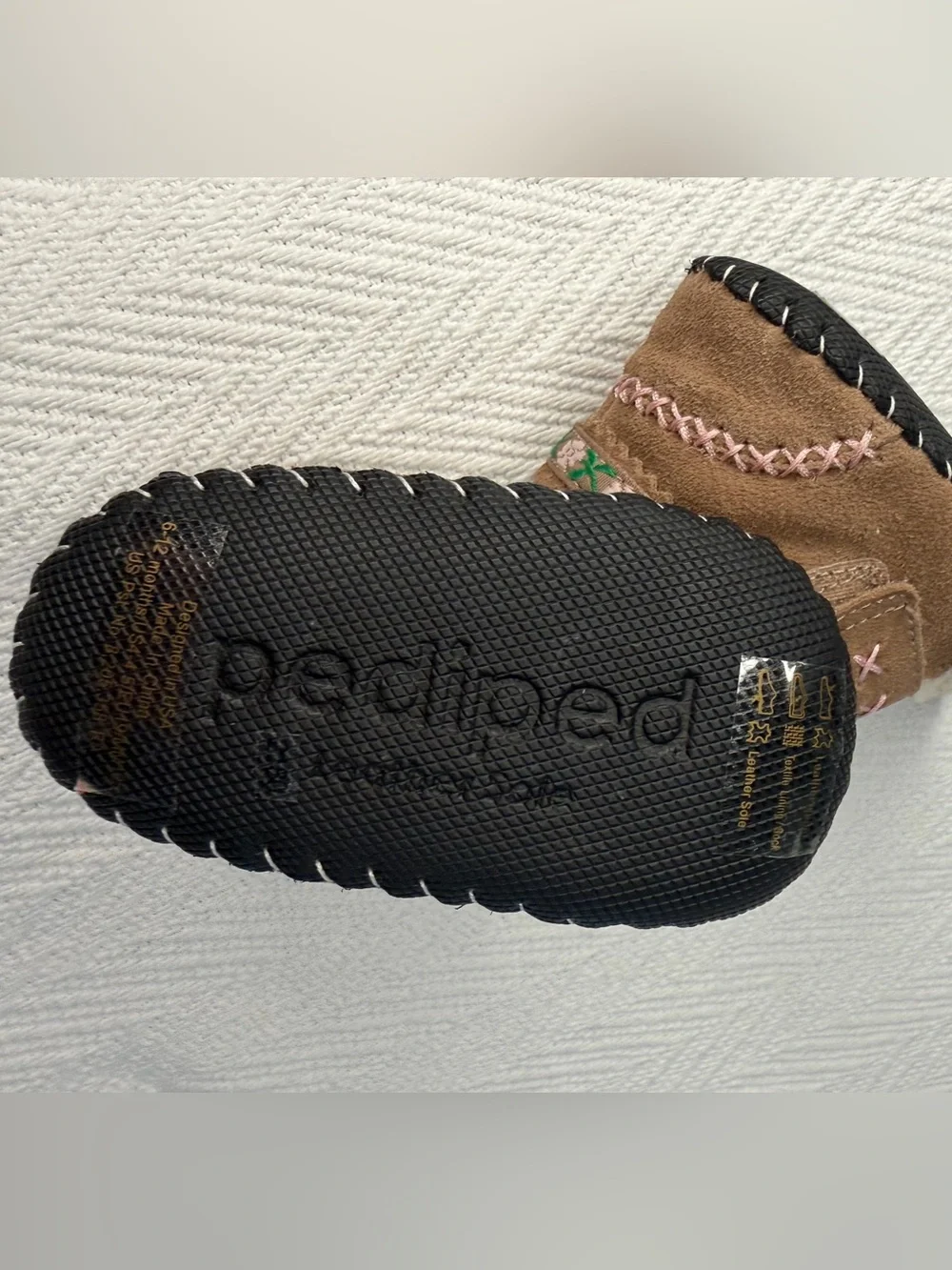 Pediped NEW Originals ROSA Gingersnap Crib Shoe Baby Tan Faux Fur Bootie 6-12mo